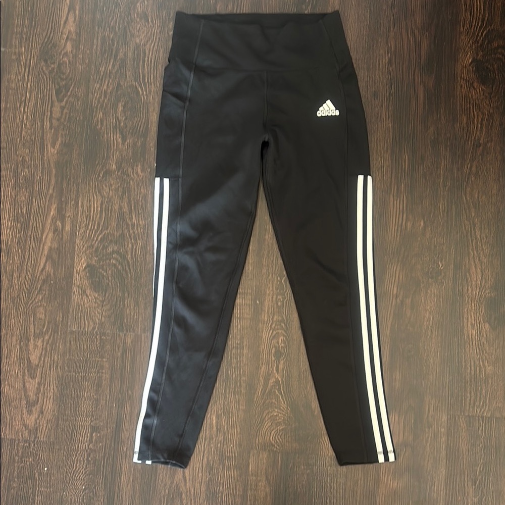 adidas Black Leggings with Signature Stripes